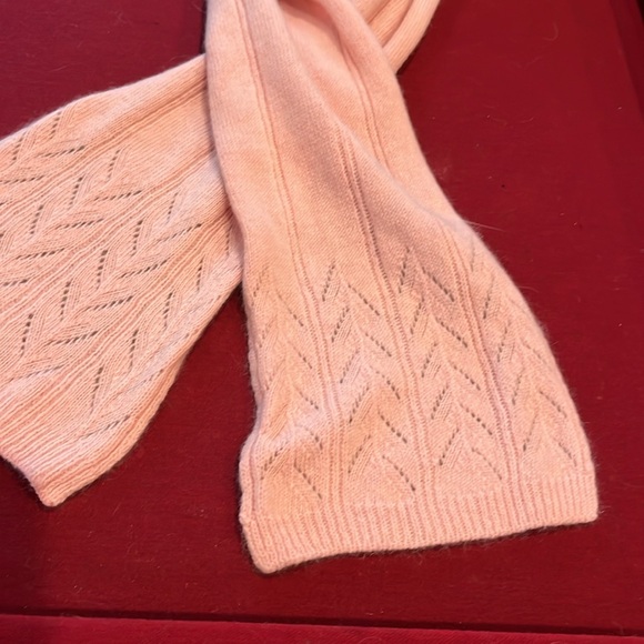Pink Lambswool scarf Angora KNIT winter LIGHT weight cute design kids/adult 53”L - Picture 6 of 9